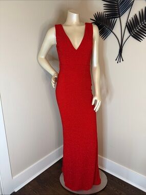 Symphony Sparkling Red V-Neck Maxi Dress